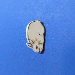 Vintage Ceramic Bunny Rabbit Brooch Pin Easter